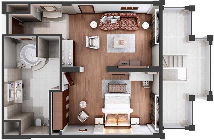 Superior Pool Suite · Oda planı